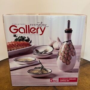 NEW IN BOX FLORENCE ITALIAN VINEYARD CERAMIC 5 PIECE DIPPING SET 🥖 🍅 🧄